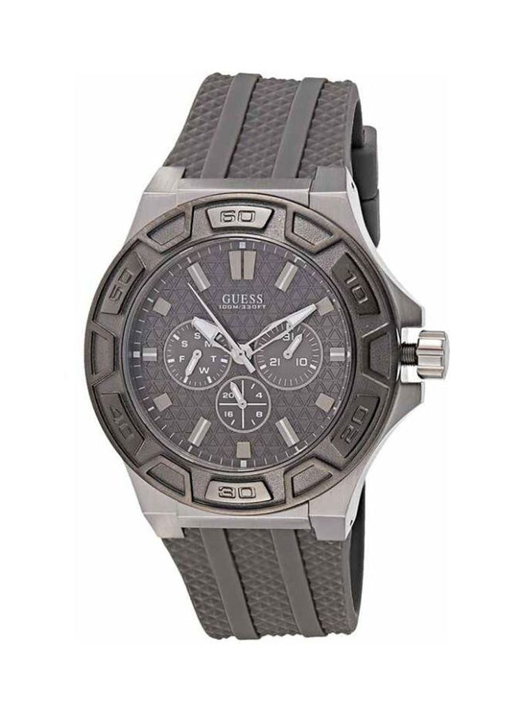 Guess Force Grey Dial Grey Rubber Strap Watch For Men - W0674G8 Buy Now By Guess