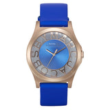 Marc Jacobs Henry Skeleton Blue Dial Blue Leather Strap Watch for Women - MBM1244 Buy Now By Marc Jacobs