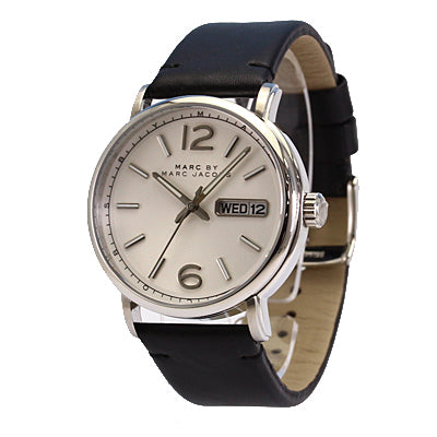 Marc Jacobs Fergus White Dial Black Leather Strap Watch for Men - MBM5076 Buy Now By Marc Jacobs