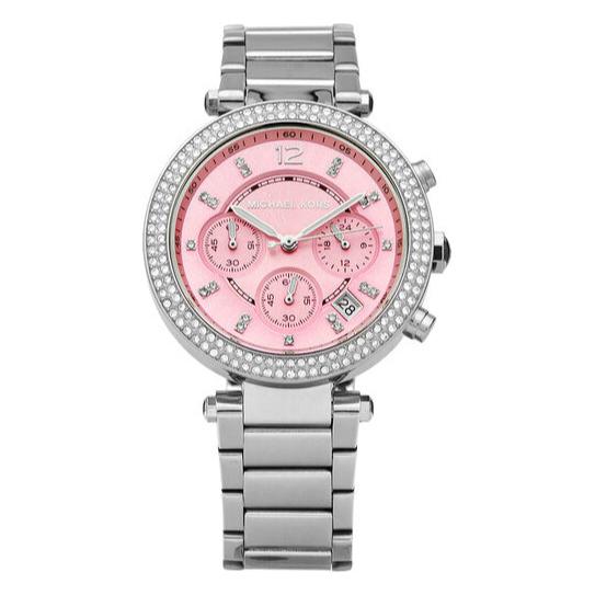 Michael Kors Parker Chronograph Pink Dial Silver Steel Strap Watch For Women - MK6105 Buy Now By Michael Kors