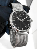 Calvin Klein Surround Black Dial Silver Mesh Bracelet Watch for Men - K3W21121 Buy Now By Calvin Klein