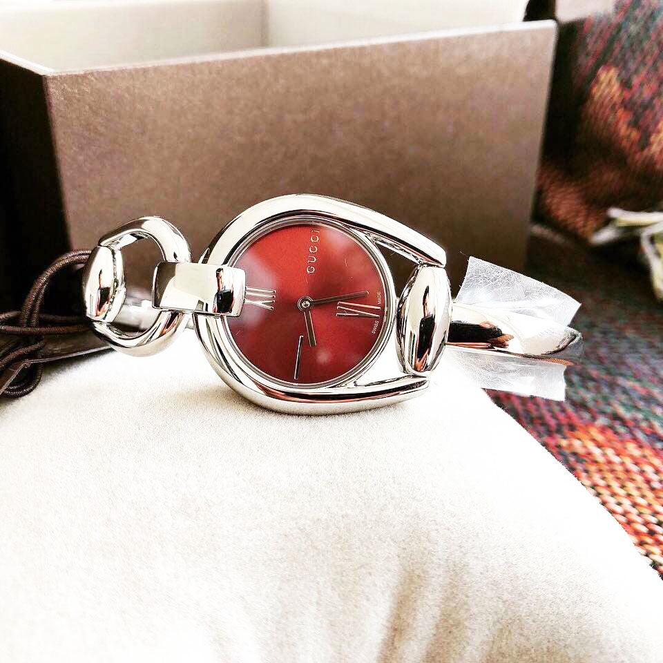 Gucci Horsebit Quartz Red Dial Silver Steel Strap Watch For Women - YA139502 Buy Now By Gucci