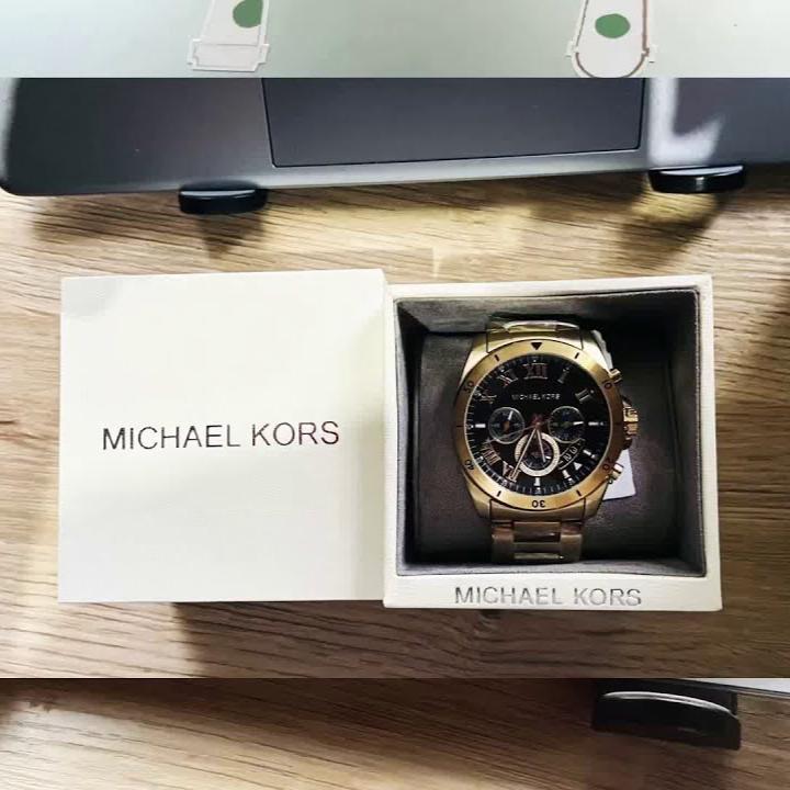 Michael Kors Brecken Chronograph Black Dial Gold Steel Strap Watch For Men - MK8848 Buy Now By Michael Kors