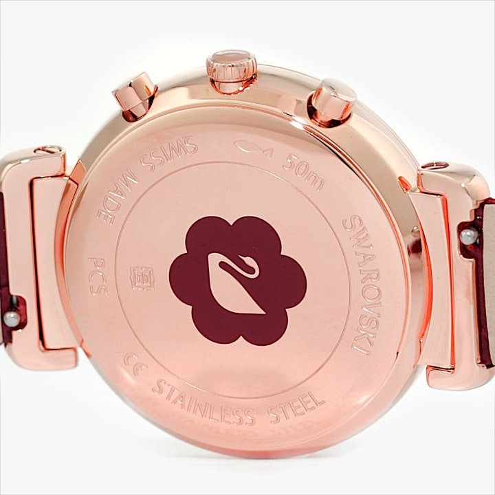 Swarovski Spring Flower Chronograph Red Dial Red Leather Strap Watch for Women - 5598689 Buy Now By Swarovski