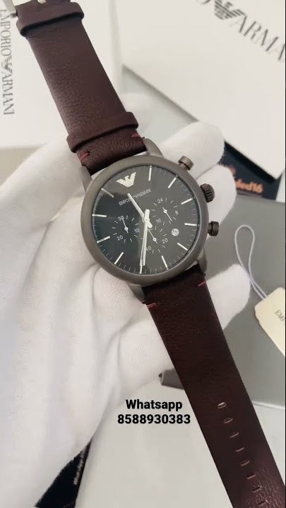 Emporio Armani Classic Chronograph Black Dial Brown Leather Strap Watch For Men - AR1919 Buy Now By Emporio Armani