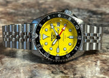 Seiko 5 Sport SKX GMT US Special Creation Automatic Yellow Dial Silver Steel Strap Watch for Men - SSK017K1 Buy Now By Seiko