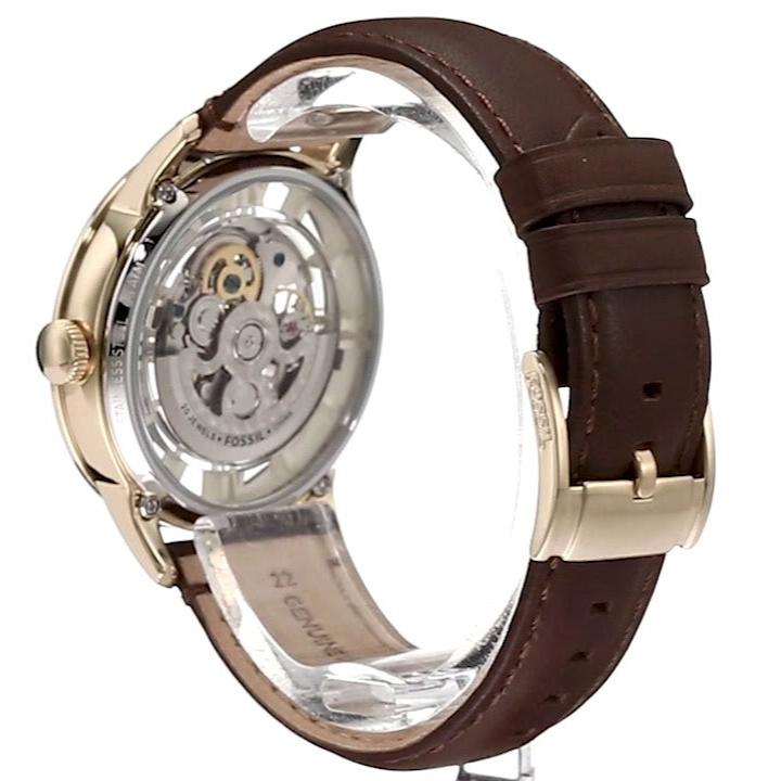 Fossil Townsman Automatic Skeleton Gold Dial Brown Leather Strap Watch for Men - ME3043 Buy Now By Fossil