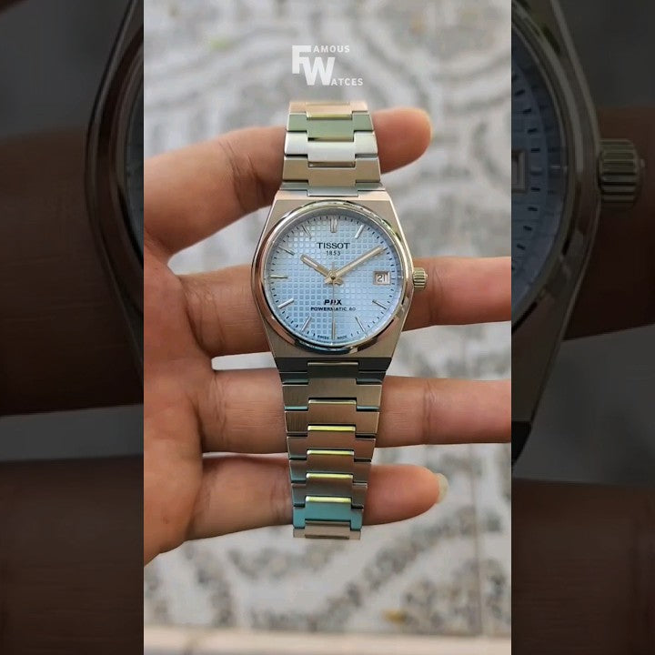 Tissot PRX Powermatic 80 Ice Blue Dial Silver Steel Strap Watch for Men - T137.207.11.351.00