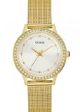 Guess Chelsea Crystals Mother of Pearl White Dial Gold Mesh Bracelet Watch For Women - W0647L7 Buy Now By Guess