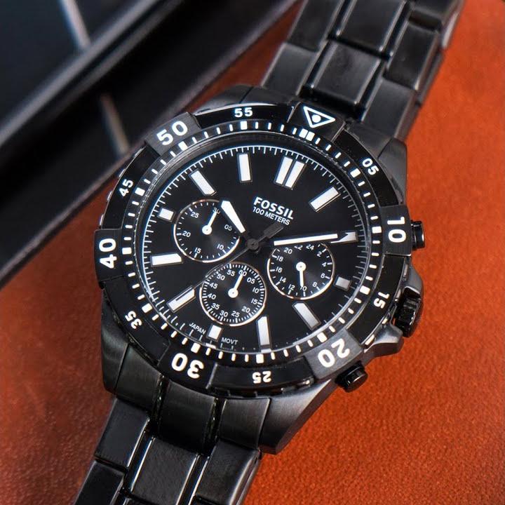 Fossil Garrett Chronograph Black Dial Black Steel Strap Watch for Men - FS5773 Buy Now By Fossil