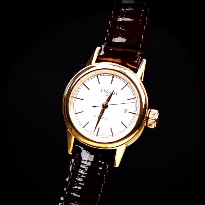 Tissot Carson Automatic White Dial Brown Leather Strap Watch For Women - T085.207.36.011.00 Buy Now By Tissot