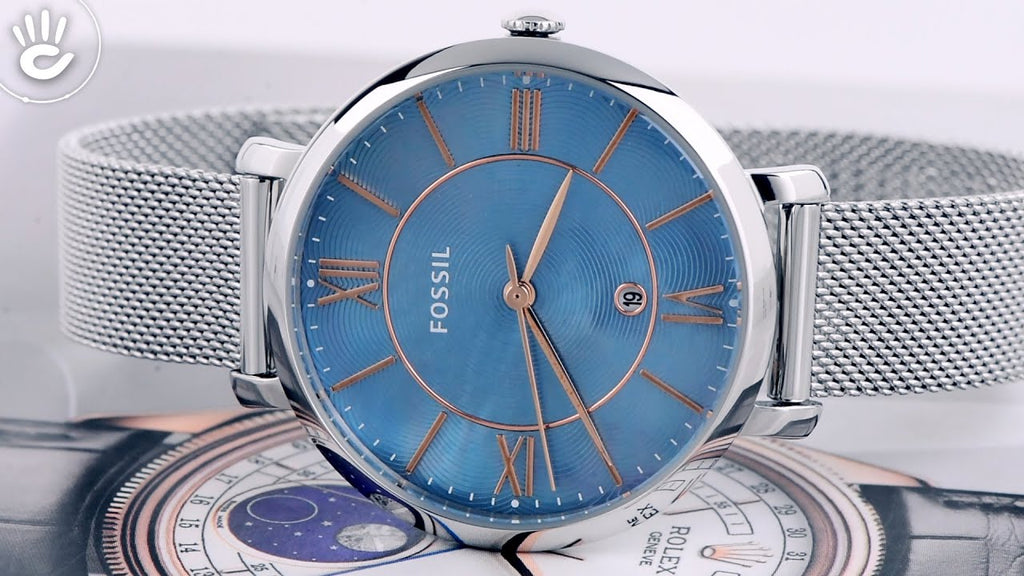 Fossil Jacqueline Mother of Pearl Blue Dial Silver Mesh Strap Watch for Women - ES4322 Buy Now By Fossil