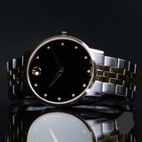Movado Museum Classic Diamonds Black Dial Two Tone Steel Strap Watch for Men - 0607202 Buy Now By Movado