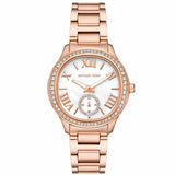 Michael Kors Sage Three-Hand Mother of Pearl White Dial Rose Gold Steel Strap Watch for Women - MK4806 Buy Now By Michael Kors