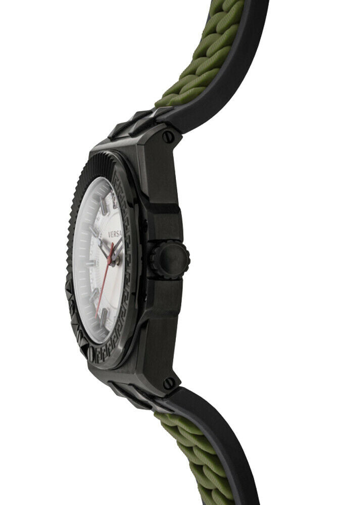 Versace Chain Reaction Quartz White Dial Green Rubber Strap Watch for Men - VEDY00419 Buy Now By Versace