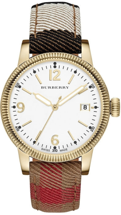 Burberry Utilitarian White Dial Multicolor Leather Strap Watch for Women - BU7853 Buy Now By Burberry
