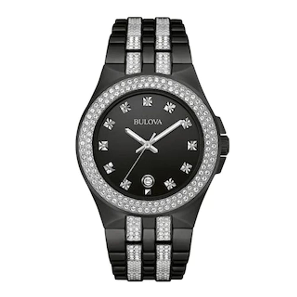 Bulova Crystal Collection Black Dial Two Tone Steel Strap Watch for Men - 98K101 Buy Now By Bulova