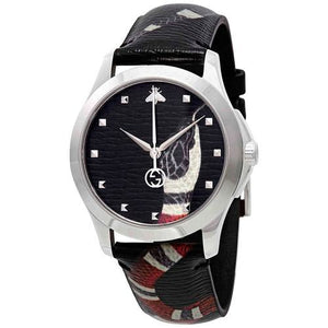 Gucci Le Marche Des Merveilles Black Dial Black Leather Strap Unisex Watch - YA1264007 Buy Now By Gucci