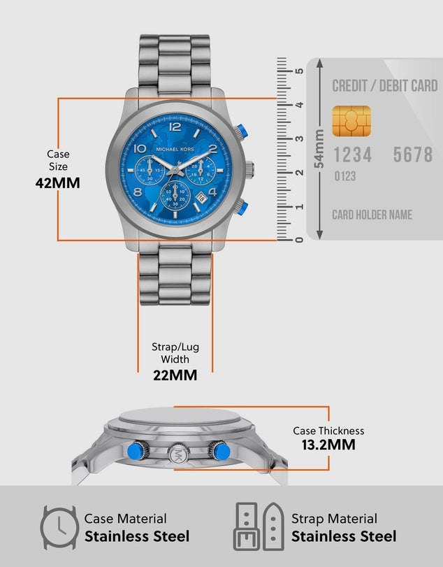 Michael Kors Runway Stop Hunger Blue Dial Silver Steel Strap Watch for Women - MK7427 Buy Now By Michael Kors