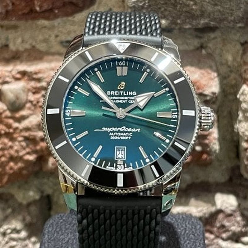 Breitling Superocean Heritage B20 Automatic 46 Green Dial Black Mesh Bracelet Watch for Men - AB2020121L1S1 Buy Now By Breitling