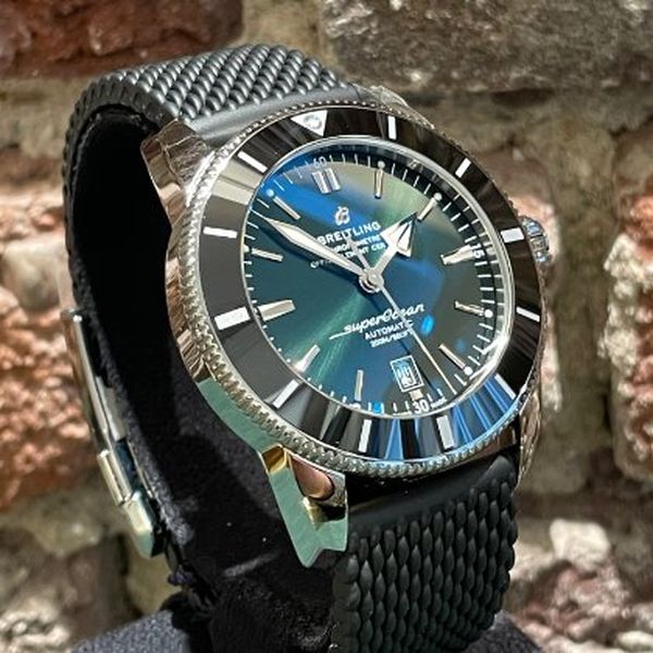 Breitling Superocean Heritage B20 Automatic 46 Green Dial Black Mesh Bracelet Watch for Men - AB2020121L1S1 Buy Now By Breitling
