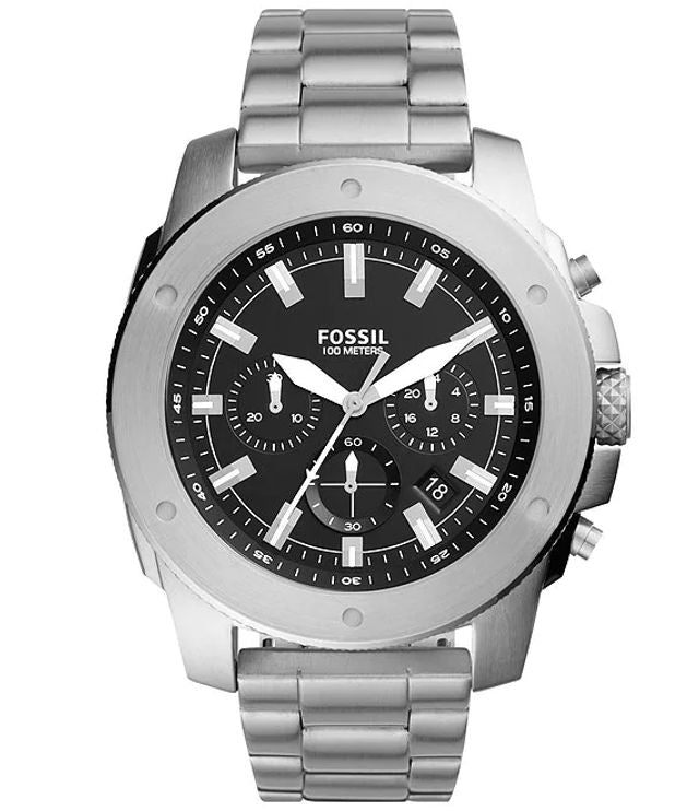 Fossil Modern Machine Black Dial Silver Steel Strap Watch for Men - FS4926 Buy Now By Fossil