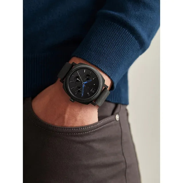 Fossil Machine Chronograph Black Dial Black Leather Strap Watch for Men - FS5361 Buy Now By Fossil