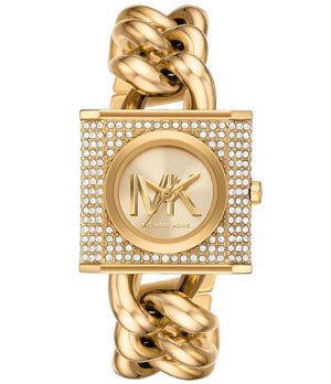 Michael Kors Chain Lock Analog Crystals Silver Dial Gold Steel Strap Watch for Women - MK4809 Buy Now By Michael Kors