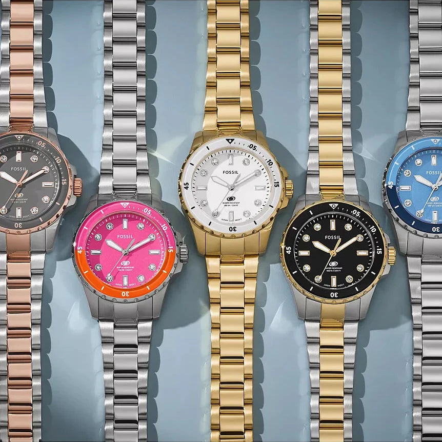 Fossil Blue Dive Three Hand Green Dial Rose Gold Steel Strap Watch For Women - ES5371 Buy Now By Fossil