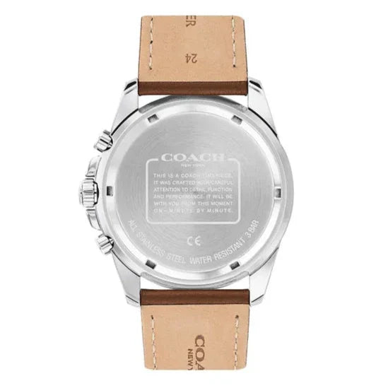 Coach Kent Chronograph Blue Dial Brown Leather Strap Watch for Men - 14602560 Buy Now By Coach