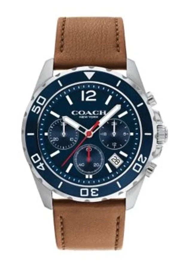 Coach Kent Chronograph Blue Dial Brown Leather Strap Watch for Men - 14602560 Buy Now By Coach