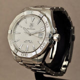 Tag Heuer Aquaracer Automatic 41mm White Dial Silver Steel Strap Watch for Men - WAY2111.BA0928