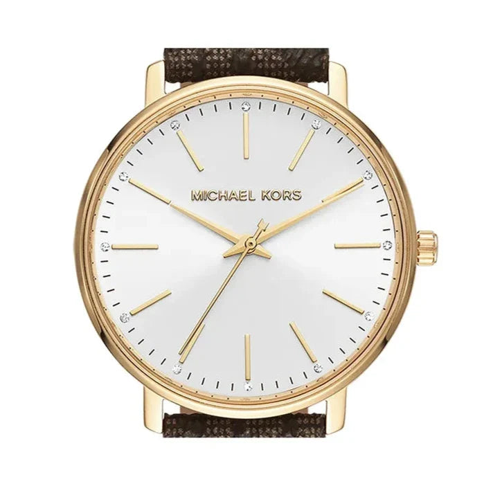 Michael Kors Pyper Quartz Silver Dial Brown Leather Strap Watch For Women - MK2857 Buy Now By Michael Kors