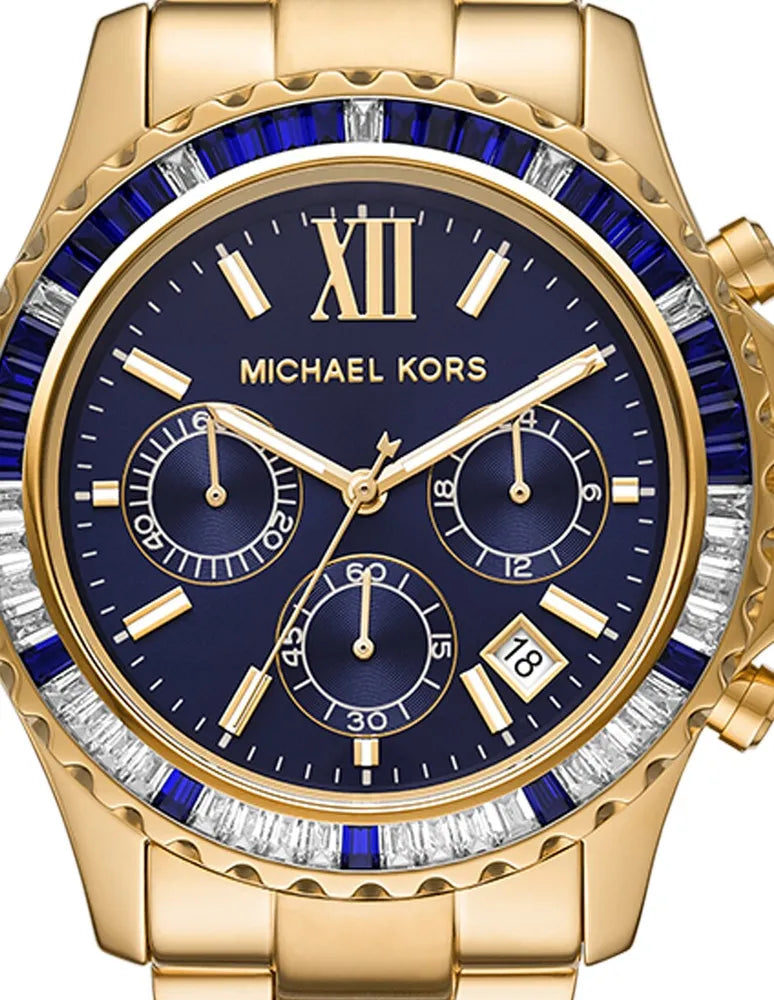 Michael Kors Everest Chronograph Blue Dial Gold Steel Strap Watch For Women - MK6971 Buy Now By Michael Kors