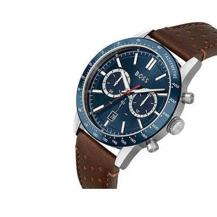 Hugo Boss Allure Blue Dial Brown Leather Strap Watch for Men - 1513921 Buy Now By Hugo Boss