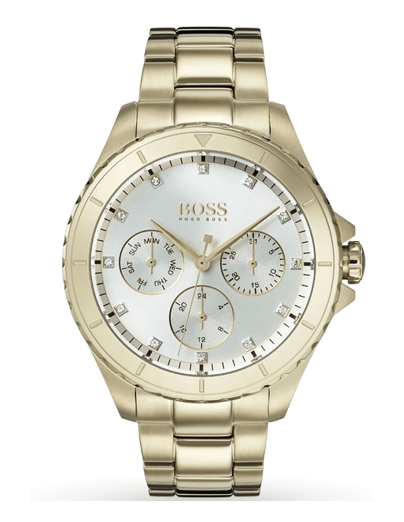 Hugo Boss Premiere White Dial Gold Steel Strap Watch for Women - 1502445 Buy Now By Hugo Boss
