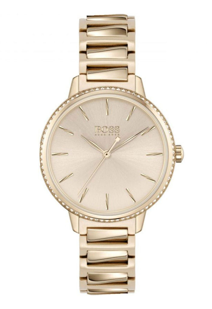Hugo Boss Signature Gold Dial Gold Stainless Steel Strap Watch for Women - 1502540 Buy Now By Hugo Boss