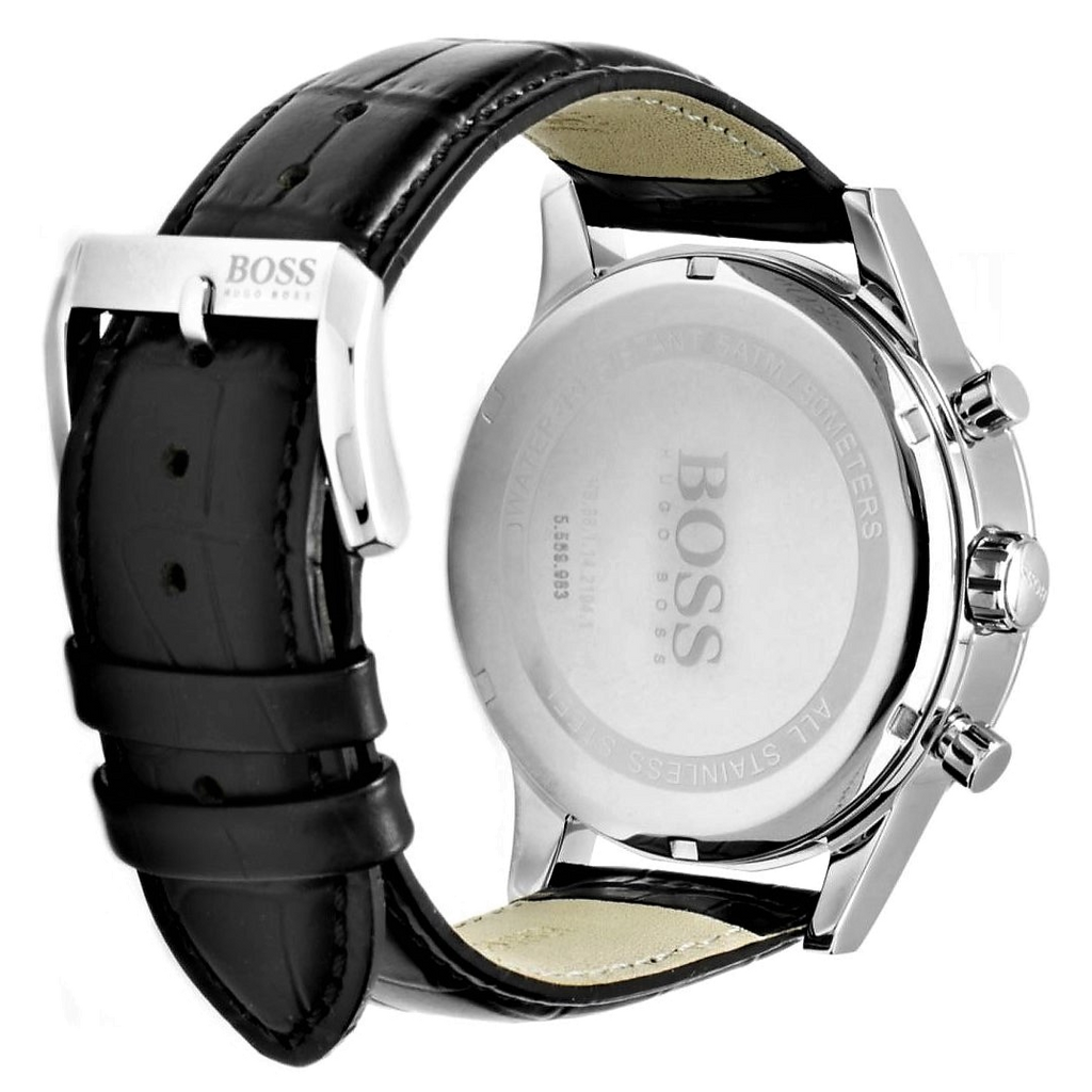 Hugo Boss Aeroliner Chronograph Quartz Black Dial Black Leather Strap Watch For Men - HB1512448 Buy Now By Hugo Boss