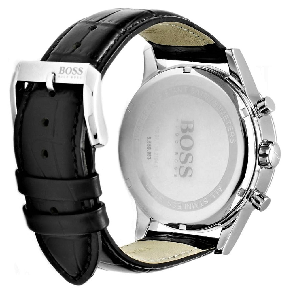 Hugo Boss Aeroliner Chronograph Black Dial Black Leather Strap Watch For Men - 1512448 Buy Now By Hugo Boss