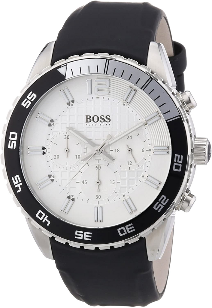 Hugo Boss Rafale Chronograh Quartz White Dial Black Leather Strap Watch For Men - HB1513403 Buy Now By Hugo Boss