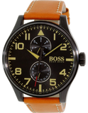 Hugo Boss Aeroliner Maxx Chronograph Black Dial Brown Leather Strap Watch For Men - HB1513082 Buy Now By Hugo Boss