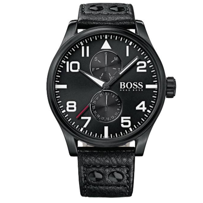 Hugo Boss Aeroliner Black Dial Black Leather Strap Watch For Men - 1513083 Buy Now By Hugo Boss