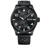 Hugo Boss Aeroliner Black Dial Black Leather Strap Watch For Men - 1513083 Buy Now By Hugo Boss
