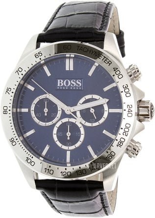 Hugo Boss Ikon Blue Dial Black Leather Strap Watch for Men - 1513176 Buy Now By Hugo Boss