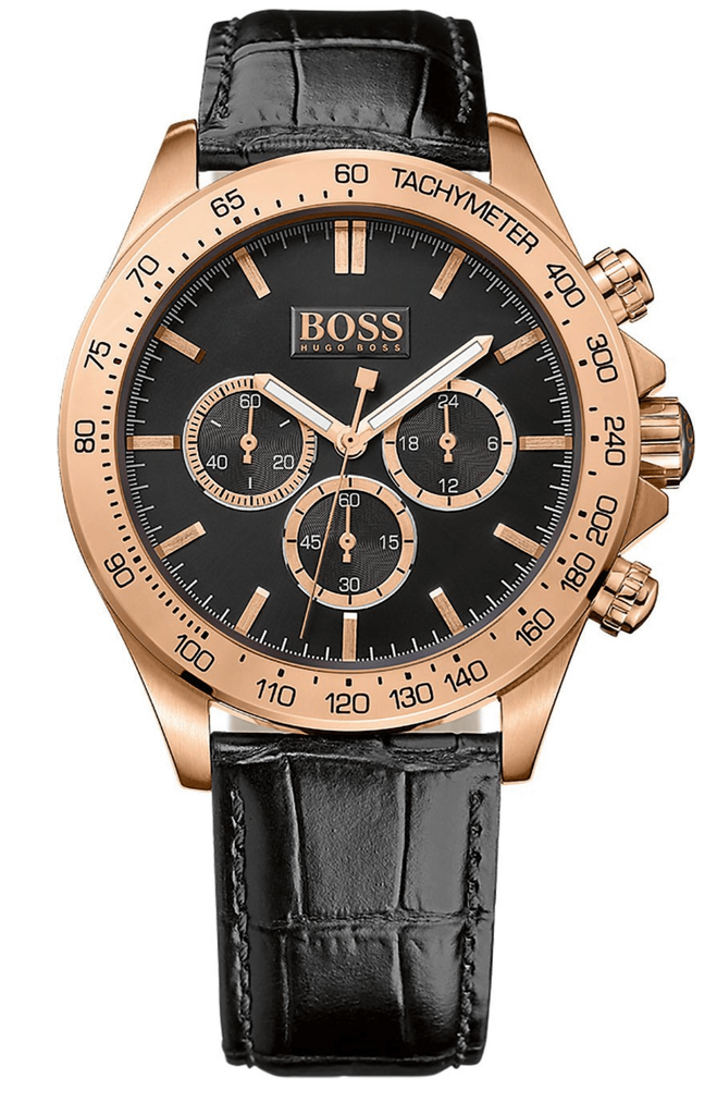 Hugo Boss Ikon Black Dial Black Leather Strap Watch for Men - 1513179 Buy Now By Hugo Boss