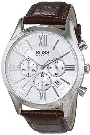 Hugo Boss Attitude White Dial Brown Leather Strap Watch for Men - 1513609 Buy Now By Hugo Boss
