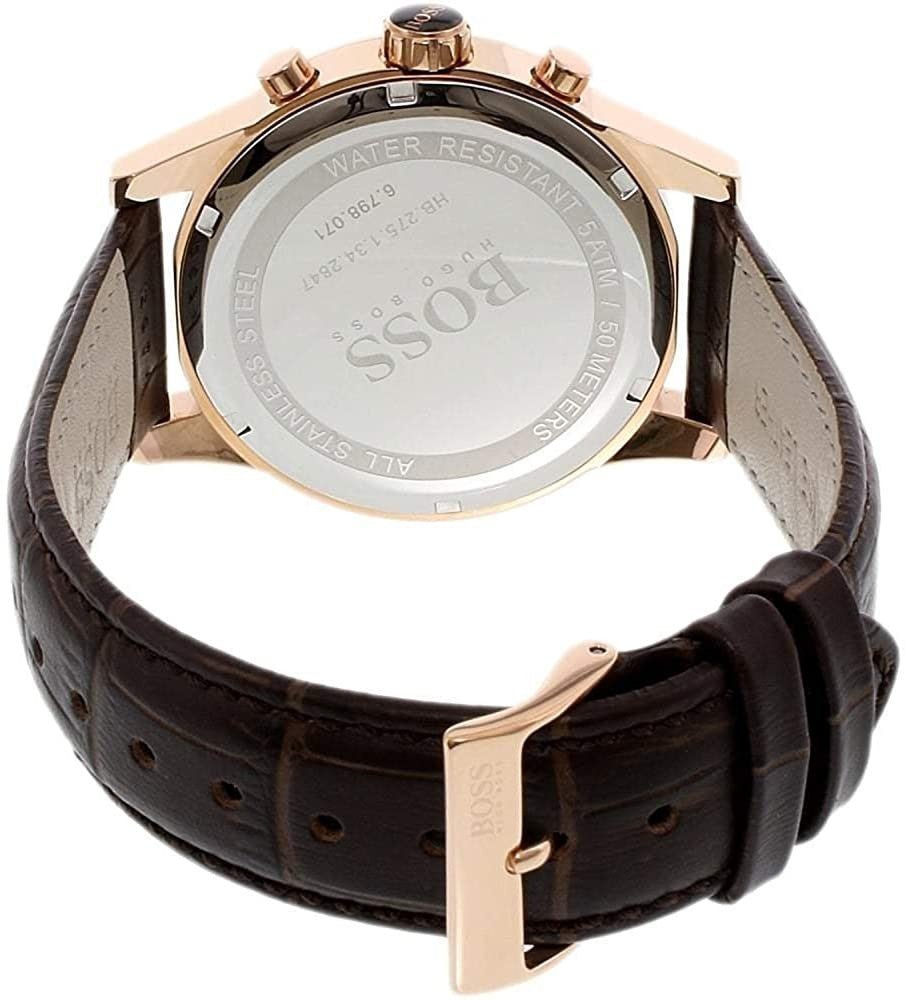 Hugo Boss Jet Grey Dial Brown Leather Strap Watch for Men - 1513281 Buy Now By Hugo Boss