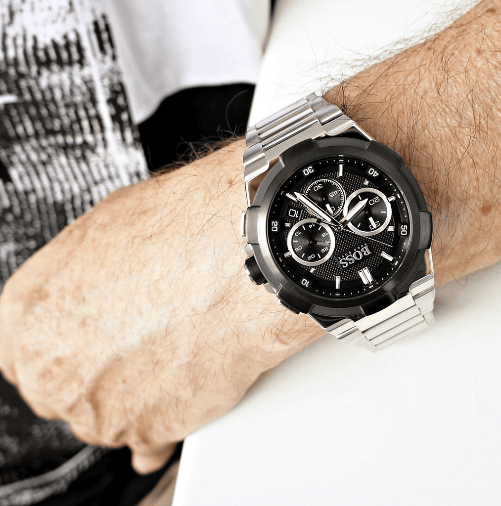 Hugo Boss Supernova Chronograph Black Dial Silver Steel Strap Watch for Men - 1513359 Buy Now By Hugo Boss