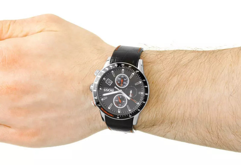 Hugo Boss Rafale Chronograph Black Dial Black Leather Strap Watch For Men - 1513390 Buy Now By Hugo Boss