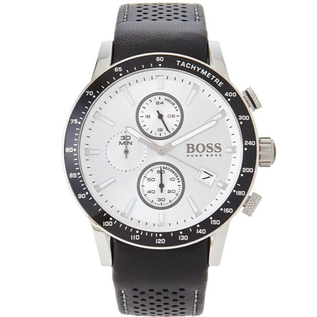 Hugo Boss Rafale Chronograph Quartz Silver Dial Black Leather Strap Watch For Men - 1513403 Buy Now By Hugo Boss
